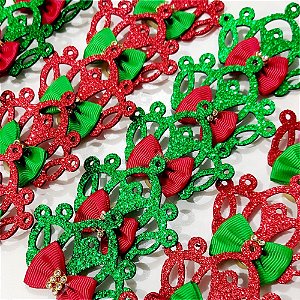 Laço de Penteado Tiara Coroa de Natal - 10 unidades