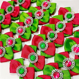Laço X Strass de Natal - 10 unidades