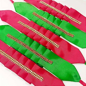 Gargantilha Plissada Natal - 10 unidades