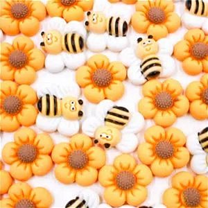 Laço de Penteado Abelha Flor de Resina - 10 unidades
