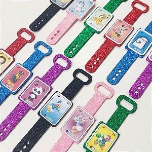 Adesivos EVA Glitter Relógio Estampado - 10 unidades