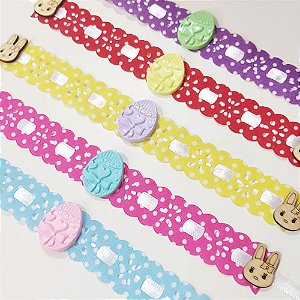 Gargantilha Passa Fita Estampado Poá Páscoa - 10 unidades