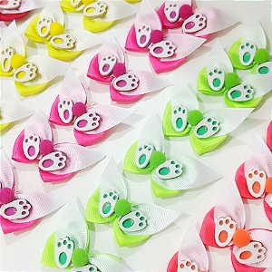 Laço Borboleta Orelha Patinha Pompom de Páscoa - 10 unidades