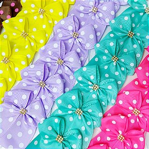 Laço de Pescoço Estampado Poá Strass - 10 unidades