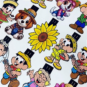 Medalha Personagens Couro Sintético de Festa Junina - 10 unidades