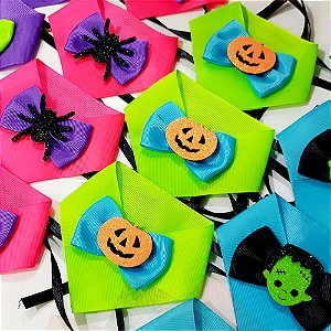 Colarinho Fechado Estampado com Laço Halloween - 10 unidades