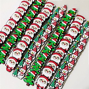 Laço de Penteado Emborrachado de Natal - 10 unidades