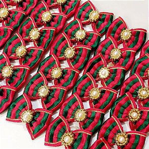 Laço Borboleta Decorativa Pedraria de Natal - 10 unidades