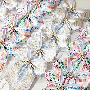 Laço de Pescoço Estampado Strass de Ano Novo - 10 unidades