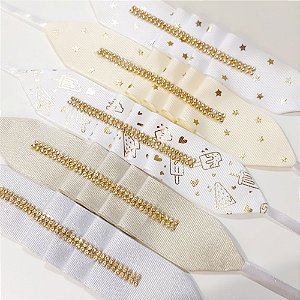 Gargantilha Plissada Sortidos Strass de Ano Novo - 10 unidades