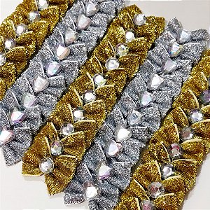 Laço Borboleta Veludo Brilho de Ano Novo - 10 unidades