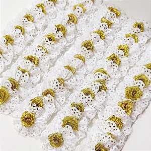 Laço Fuxico Vazado Rococó Ano Novo - 10 unidades