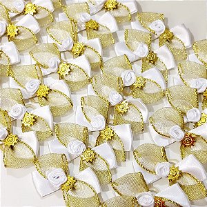 Laço X Duplo Lurex Rococó de Ano Novo - 10 unidades