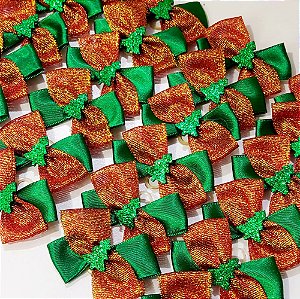 Laço X Duplo Lurex Arvore EVA Natal - 10 unidades