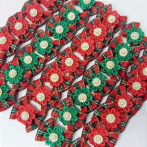 Laço Borboleta Decorativa Guipir Pedraria de Natal - 10 unidades
