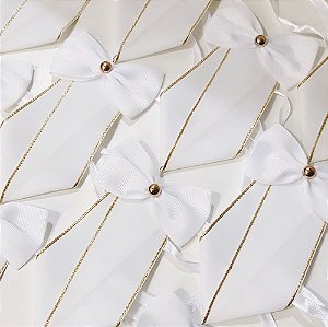 Gravata Social Pespontada Ouro com Laço Ano Novo - 10 unidades