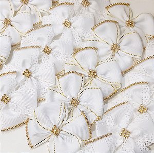 Laço Maxi 4 Pontas Strass Ano Novo - 10 unidades