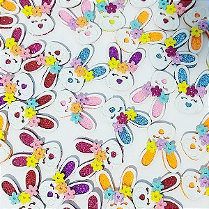 Adesivos EVA Coelha Florzinha de Páscoa - 10 unidades
