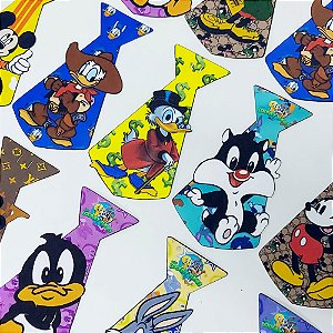 Gravata Social 3D Personagens Couro Sintético Mod.2 - 10 unidades