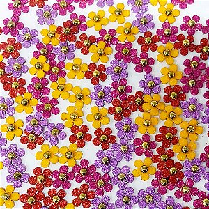 Adesivos EVA Glitter Florzinha Pérola - 20 unidades