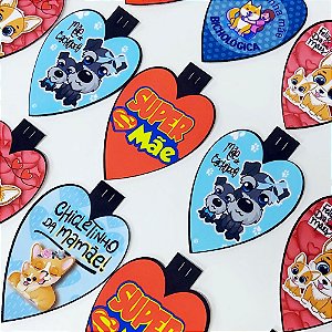 Medalha Coração Couro Sintético de Mães - 10 unidades