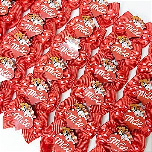 Laço Borboleta Duplo Estampado Poá PF de Mães - 10 unidades