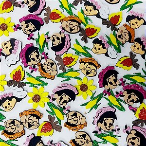 Adesivos EVA Glitter de Festa Junina - 10 unidades