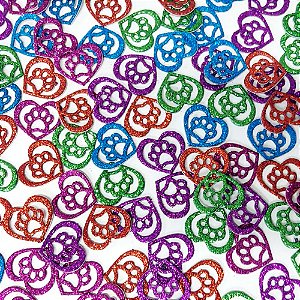 Adesivos EVA Glitter Coração Patinhas Mod.1 - 20 unidades