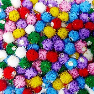 Laço de Penteado Pompom Brilho - 10 unidades