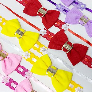 Gargantilha Passa Fita Luxo Tecido Broche - 10 unidades