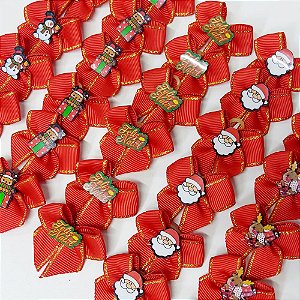 Laço de Ponta Pespontada Ouro PF de Natal - 10 unidades