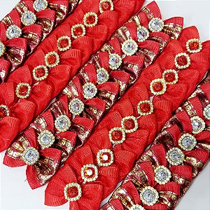 Laço Borboleta Duplo Pedraria de Natal Mod.1 - 10 unidades