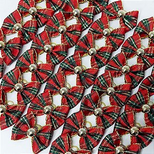 Laço Borboleta Decorativa Pérola Natal - 10 unidades