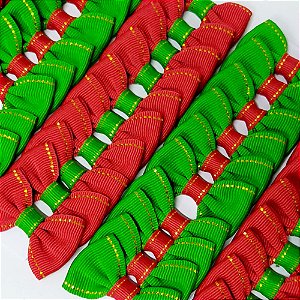 Laço Borboleta Mocinha Pespontada Ouro Natal - 10 unidades