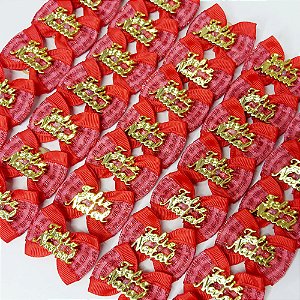 Laço Borboleta Duplo Decorativa Botão Natal - 10 unidades