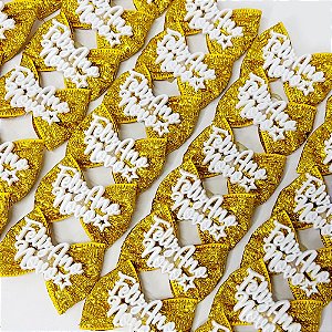 Laço Borboleta Lurex Botão de Ano Novo - 10 unidades