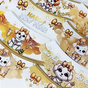 Babador Tecido Estampado Viés de Ano Novo - 10 unidades