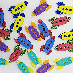 Adesivos EVA Glitter Foguete Mod.2 - 10 unidades