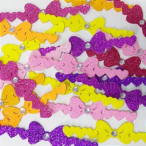Adesivos EVA Glitter Pulseira Laço - 10 unidades