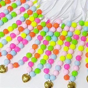 Colar de Pérola Pingente Botão Coração - 10 unidades