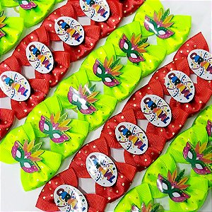 Laço Borboleta Duplo Estampado Poá PF Carnaval - 10 unidades
