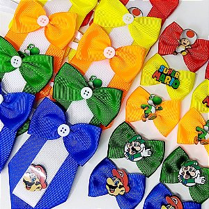Conjunto Laço Borboleta e Gravata Social Super Mario - 10 unidades