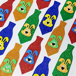 Gravata Social Coelho EVA Glitter Páscoa - 10 unidades
