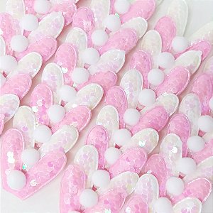 Laço de Penteado Orelha Coelho Paetê de Páscoa - 10 unidades