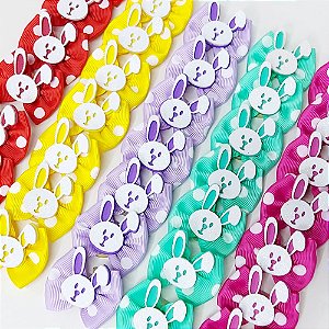 Laço Borboleta Estampado Poá Coelho EVA Páscoa - 10 unidades