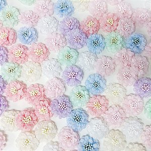 Laço de Penteado Flor Tecido Mod.2 - 10 unidades