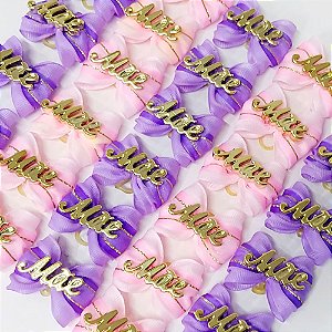 Laço Borboleta Duplo Resinado Pespontada Ouro Botão Mães - 10 unidades