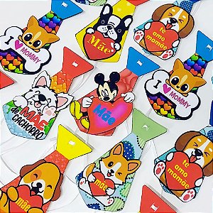 Gravata Social 3D Personagens de Mães - 10 unidades