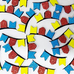 Adesivos EVA Glitter Bandeirinha de Festa Junina - 10 unidades