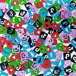 Adesivos EVA Glitter Rede Social - 20 unidades